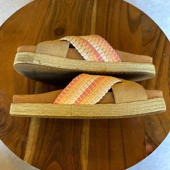 TOMS Woven Paloma Platform Suede Sandals Slides- Size 6 W - Picture 3 of 5